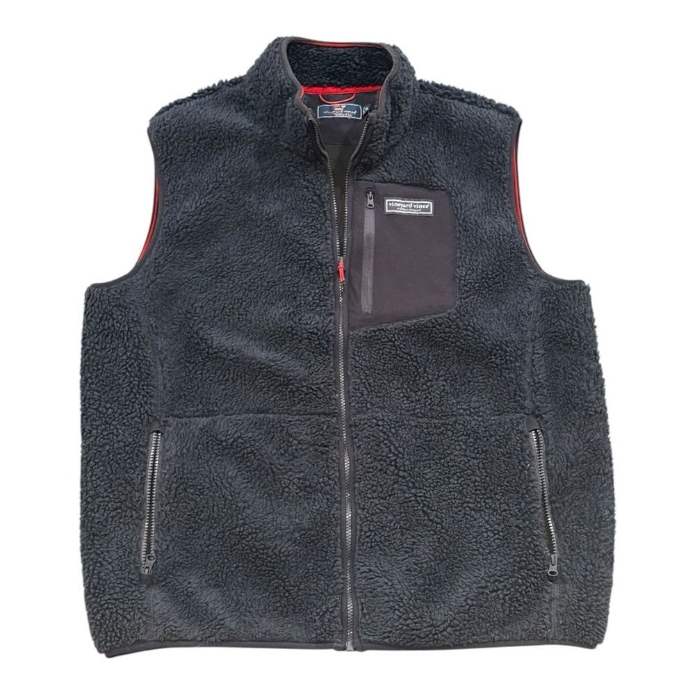 Vineyard Vines Sherpa Fleece Vest Navy Blue Mens XL